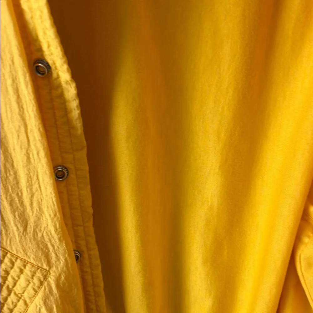 LIZ WEAR Vibrant Yellow Bomber Jacket with Striped Collar and Relaxed Fit - Picture 8 of 13
